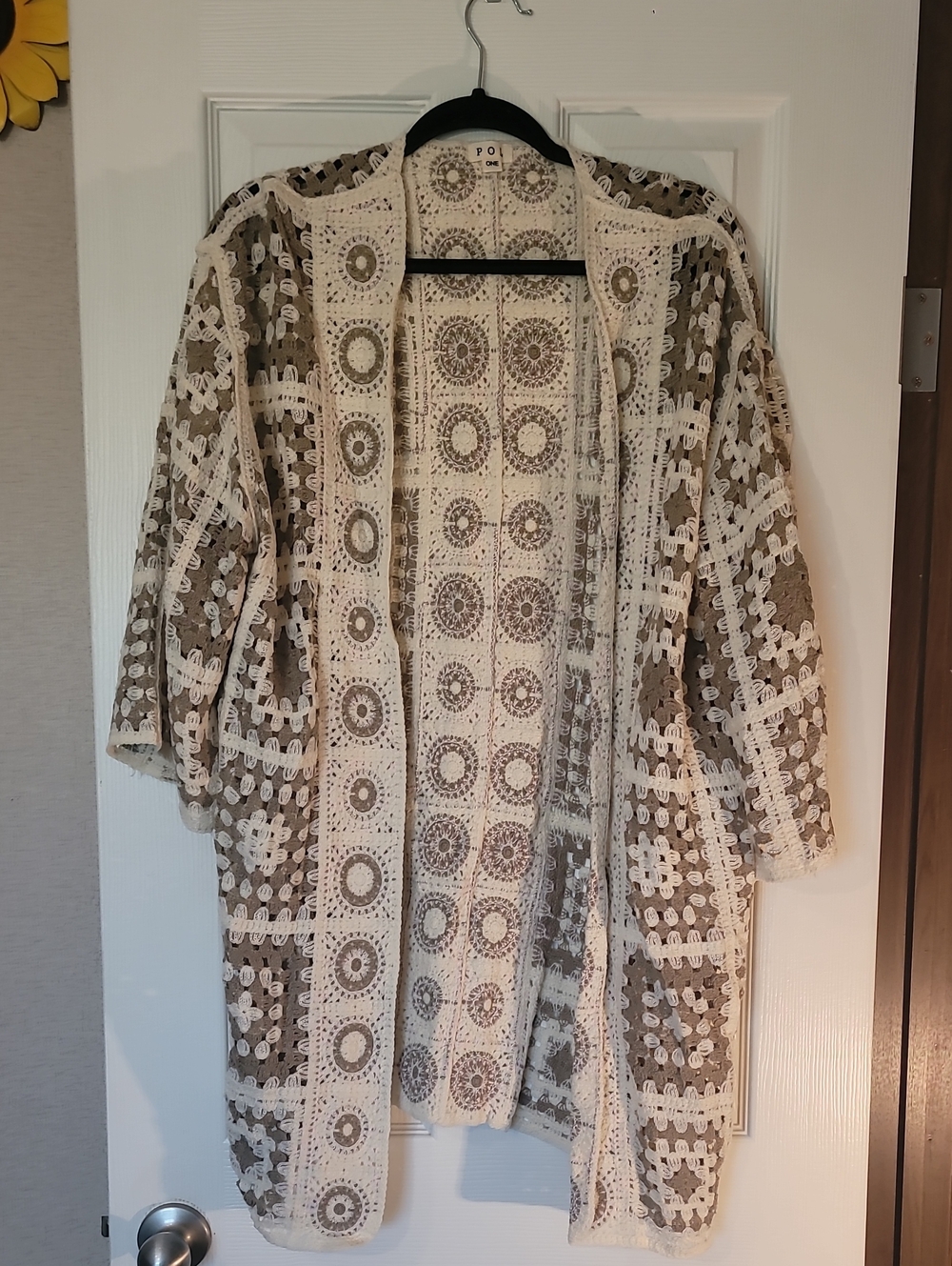 POL Granny Square Crochet Cardigan - Mocha Multi